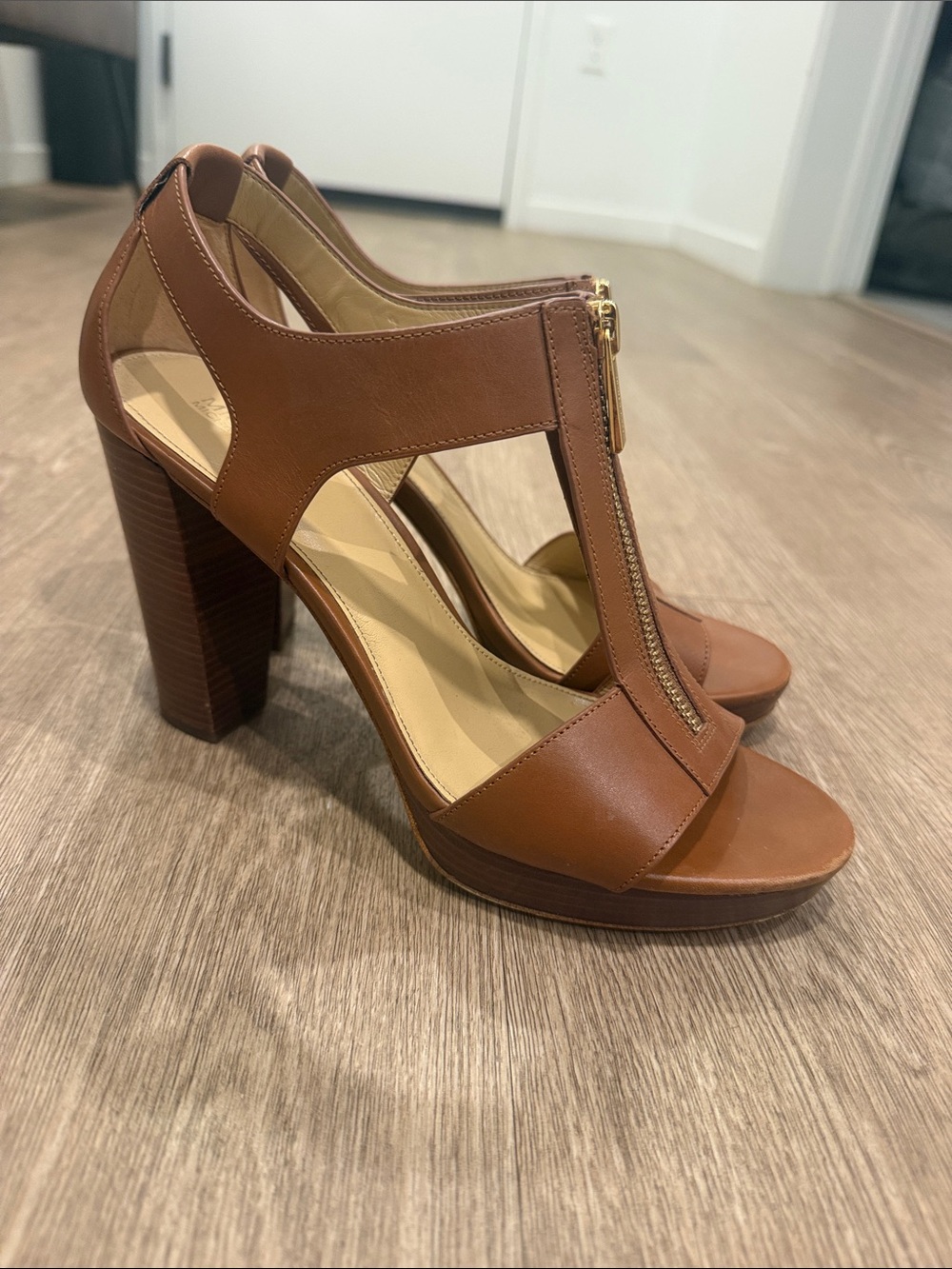 Women’s Brown Leather Michael Kors Block Heels